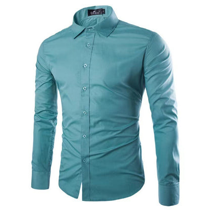 Camisa de Manga Larga con Cierre Abotonado para Hombre | Ideal para Oficina y Uso Diario