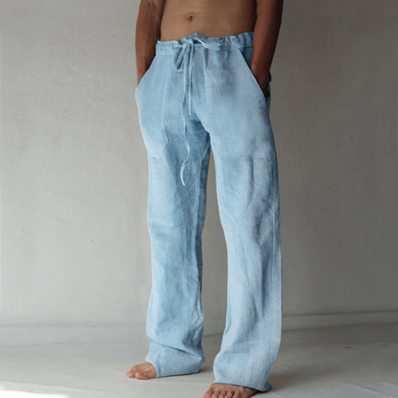 Pantalón de Pierna Ancha con Cintura Elástica y Cordón para Hombre | Ideal para Verano y Ocio