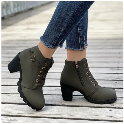 Botines de Invierno con Cordones y Cremallera Lateral para Mujer | Ideal para Invierno