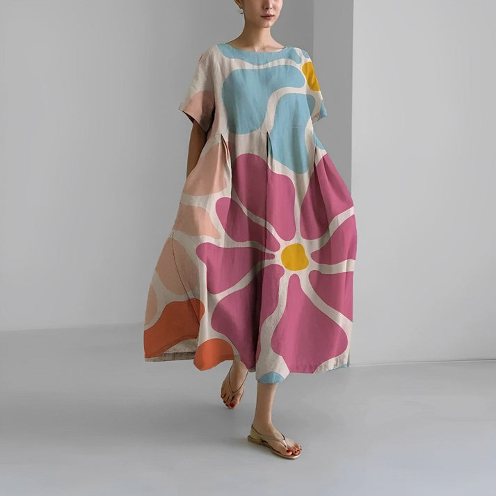 Vestido Midi Con Estampado Floral Y Corte Relajado Para Mujer | Ideal Para Uso Diario Y Salidas Informales