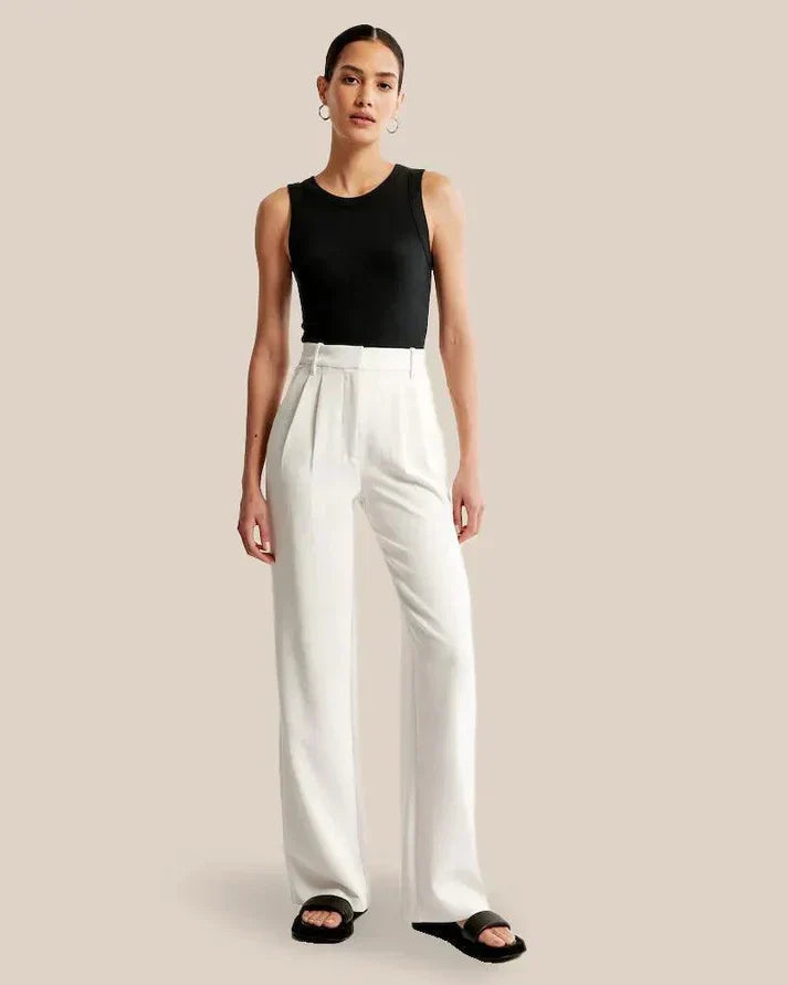 Pantalón Tailleur de Corte Ajustado con Cintura Estructurada para Mujer | Ideal para Entornos Profesionales y Salidas Formales