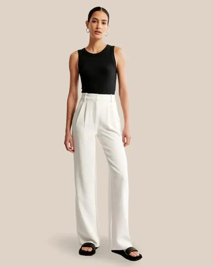 Pantalón Tailleur de Corte Ajustado con Cintura Estructurada para Mujer | Ideal para Entornos Profesionales y Salidas Formales