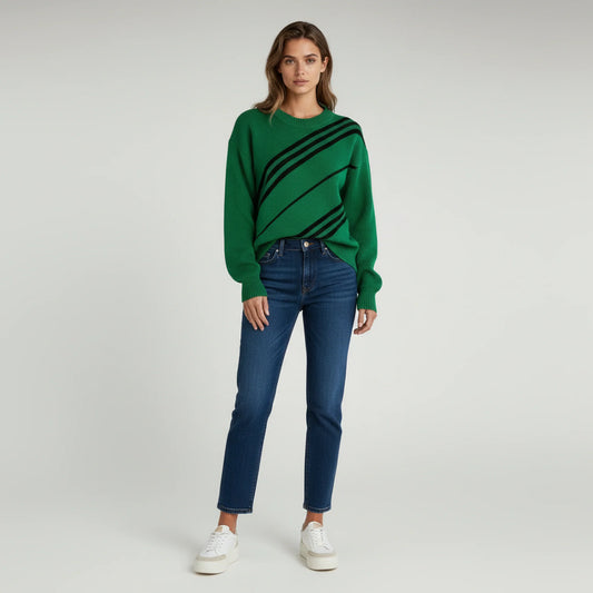 Jersey De Cuello Redondo Con Diseño De Bloques De Color Para Adultos | Ideal Para Invierno Y Uso Casual