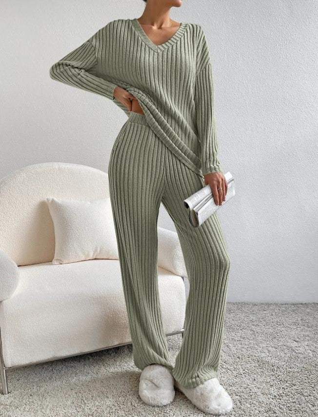 Conjunto de Top de Manga Larga y Pantalón de Corte Amplio para Mujer | Ideal para Uso Diario y Actividades Informales