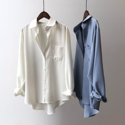 Camisa Con Corte Ligeramente Amplio Y Bolsillo Frontal Para Mujer | Ideal Para Uso Diario