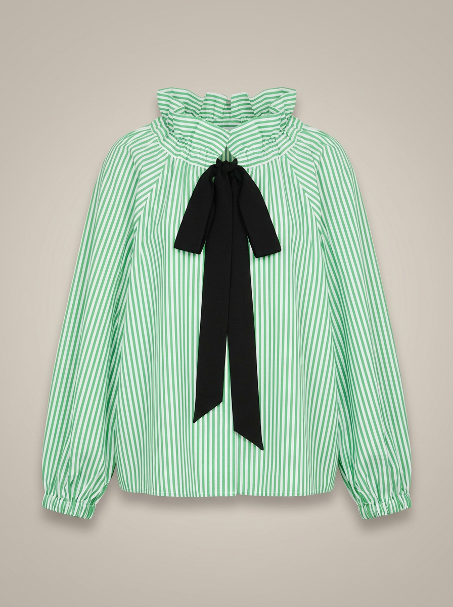 Blusa Ajustada Con Motivo De Cuadros Y Cuello Con Lazo Para Mujer | Ideal Para Uso Diario Y Profesional