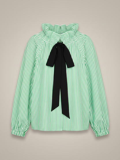 Blusa Ajustada Con Motivo De Cuadros Y Cuello Con Lazo Para Mujer | Ideal Para Uso Diario Y Profesional