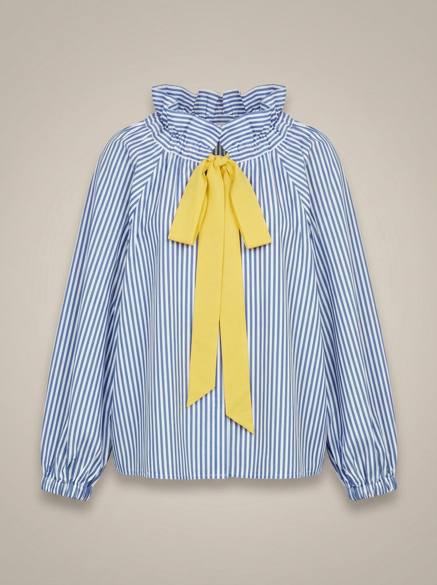 Blusa Ajustada Con Motivo De Cuadros Y Cuello Con Lazo Para Mujer | Ideal Para Uso Diario Y Profesional