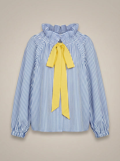 Blusa Ajustada Con Motivo De Cuadros Y Cuello Con Lazo Para Mujer | Ideal Para Uso Diario Y Profesional