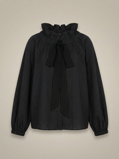 Blusa Ajustada Con Motivo De Cuadros Y Cuello Con Lazo Para Mujer | Ideal Para Uso Diario Y Profesional