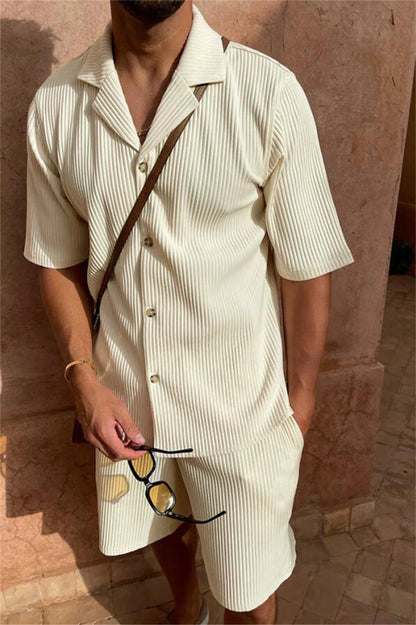 Conjunto De Dos Piezas Para Hombre Con Camisa De Manga Corta Y Short | Ideal Para Días Calurosos