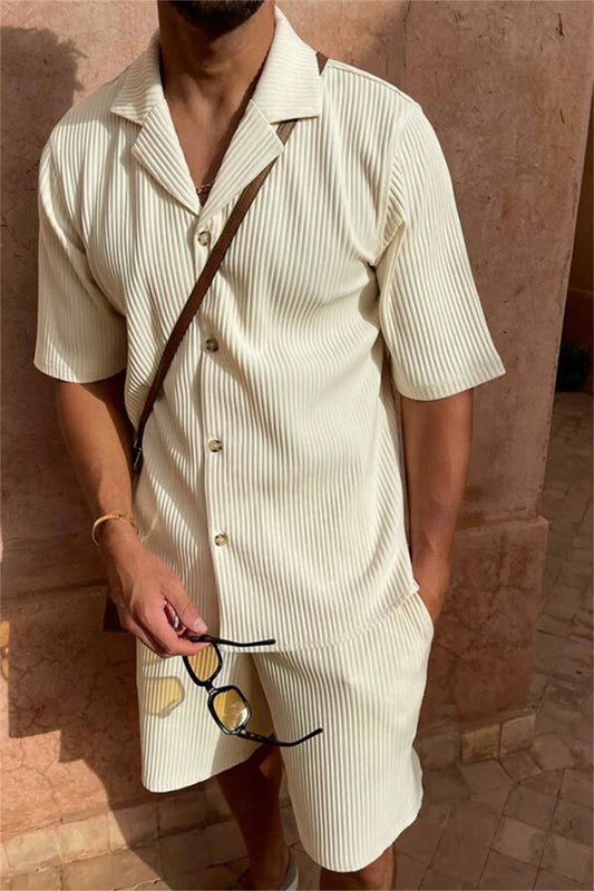 Conjunto De Dos Piezas Para Hombre Con Camisa De Manga Corta Y Short | Ideal Para Días Calurosos