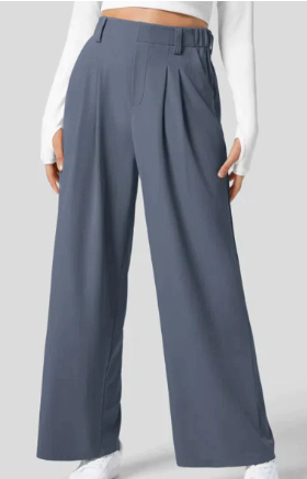 Pantalón de Talle Ajustado con Piernas Anchas para Mujer | Ideal para Oficina o Salidas Informales