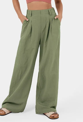 Pantalón de Talle Ajustado con Piernas Anchas para Mujer | Ideal para Oficina o Salidas Informales