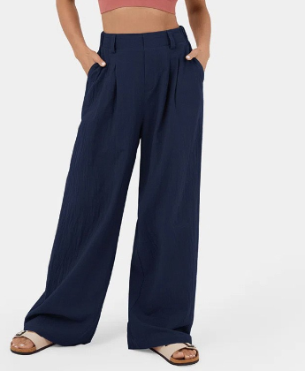 Pantalón de Talle Ajustado con Piernas Anchas para Mujer | Ideal para Oficina o Salidas Informales
