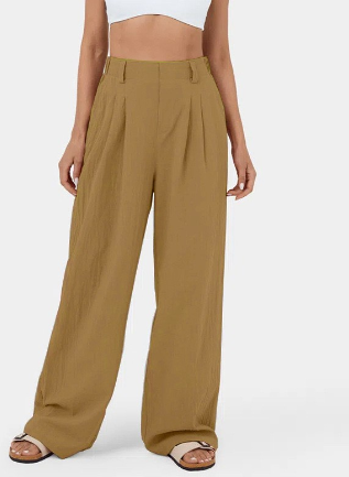 Pantalón de Talle Ajustado con Piernas Anchas para Mujer | Ideal para Oficina o Salidas Informales