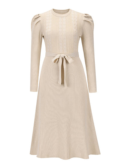 Vestido Midi Con Manga Larga Y Cinturón Para Mujer | Ideal Para Uso Diario