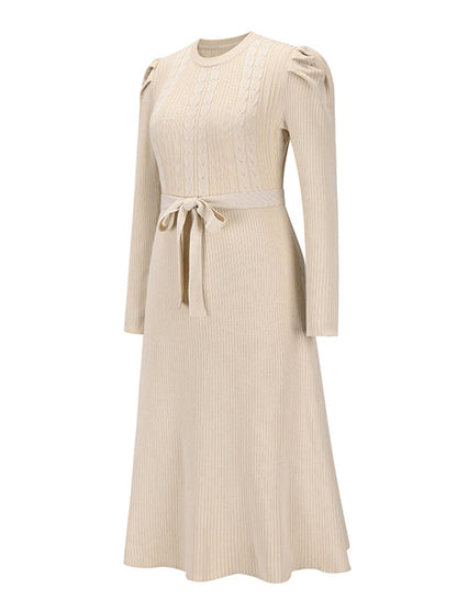 Vestido Midi Con Estructura Acanalada, Cinturón Ajustable Y Fenda Frontal Para Mujer | Ideal Para Uso Diario O Profesional