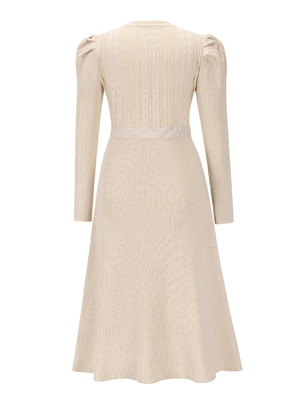 Vestido Midi Acanalado con Cinturón para Anudar para Mujer | Ideal para Uso Diario