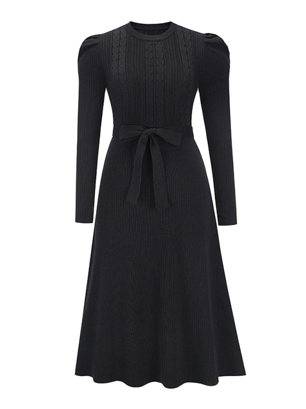 Vestido Midi Con Corte Ajustado En El Busto Y Cinturón A La Cintura Para Mujer | Ideal Para Uso Diario Y Salidas Urbanas