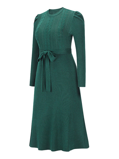 Vestido Midi Con Corte Ajustado En El Busto Y Cinturón A La Cintura Para Mujer | Ideal Para Uso Diario Y Salidas Urbanas