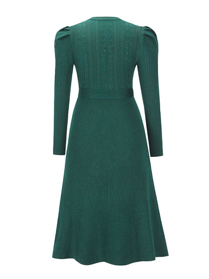 Vestido Midi Con Corte Ajustado En El Busto Y Cinturón A La Cintura Para Mujer | Ideal Para Uso Diario Y Salidas Urbanas
