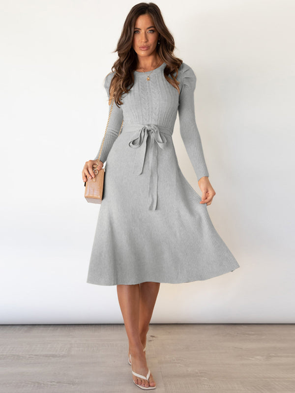 Vestido Midi Con Estructura Acanalada, Cinturón Ajustable Y Fenda Frontal Para Mujer | Ideal Para Uso Diario O Profesional