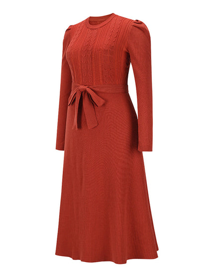 Vestido Midi Con Corte Ajustado En El Busto Y Cinturón A La Cintura Para Mujer | Ideal Para Uso Diario Y Salidas Urbanas
