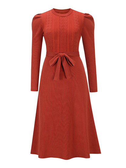 Vestido Midi Con Manga Larga Y Cinturón Para Mujer | Ideal Para Uso Diario