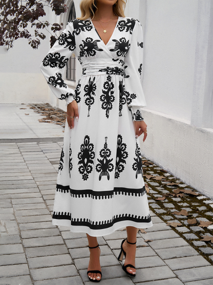 Vestido Midi Con Corte Ajustado A La Cintura Y Escote Cruzado En V Para Mujer | Ideal Para Uso Diario Y Salidas Urbanas