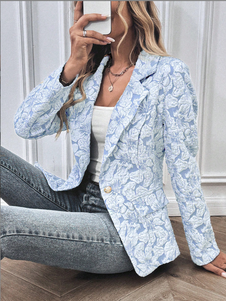 Blazer con Estampado Floral Pastel para Mujer | Ideal para Uso Profesional u Ocasiones Variadas