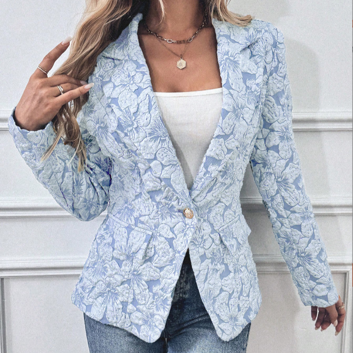 Blazer con Estampado Floral Pastel para Mujer | Ideal para Uso Profesional u Ocasiones Variadas