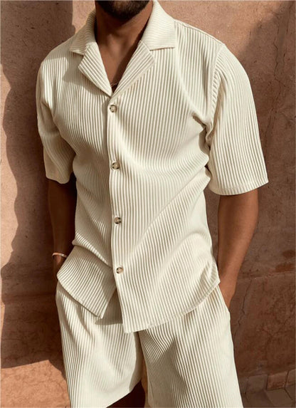 Conjunto De Dos Piezas Para Hombre Con Camisa De Manga Corta Y Short | Ideal Para Días Calurosos