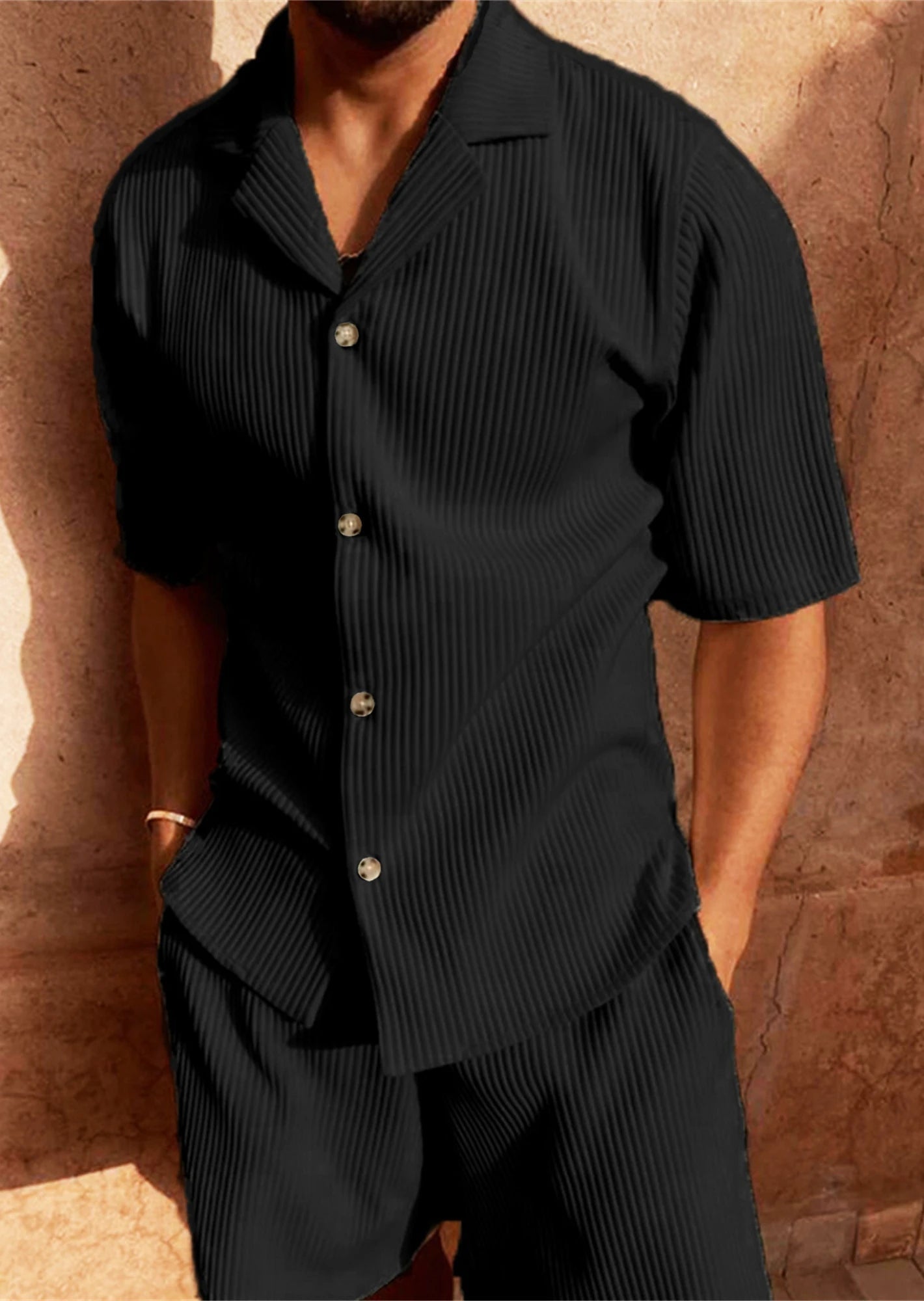 Conjunto De Dos Piezas Para Hombre Con Camisa De Manga Corta Y Short | Ideal Para Días Calurosos