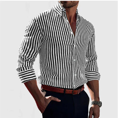 Camisa de Manga Corta con Cuello Clásico y Rayas Verticales para Hombre | Ideal para Días Cálidos y Uso Diario