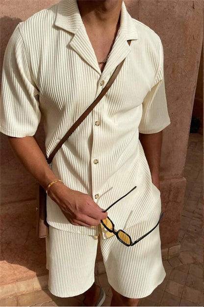 Conjunto De Dos Piezas Para Hombre Con Camisa De Manga Corta Y Short | Ideal Para Días Calurosos