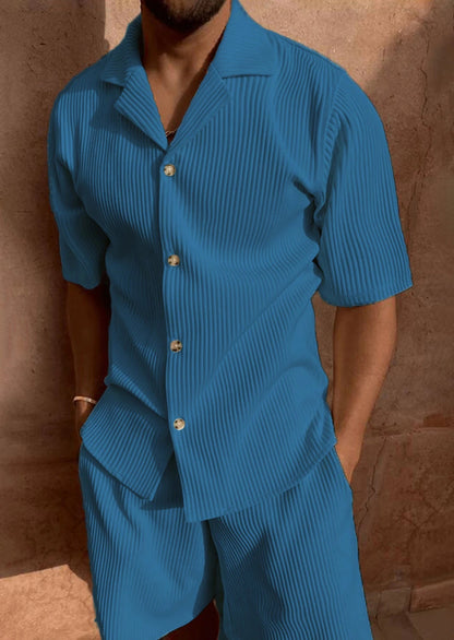 Conjunto De Dos Piezas Para Hombre Con Camisa De Manga Corta Y Short | Ideal Para Días Calurosos