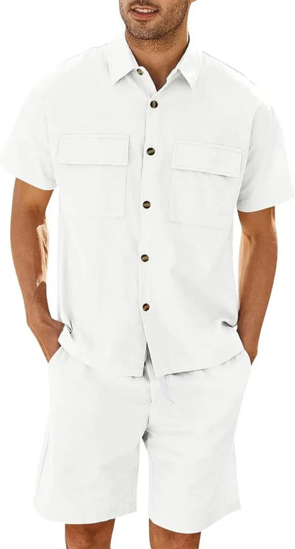 Conjunto Dos Piezas con Camisa de Manga Corta y Short con Cintura Elástica para Adultos | Ideal para Uso Diario