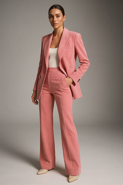 Conjunto de Dos Piezas con Blazer de Cuello en V y Pantalón para Mujer | Ideal para Oficina o Reuniones Profesionales