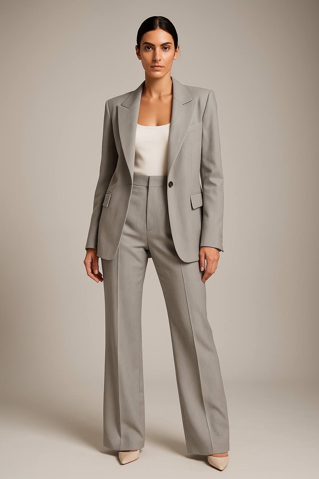 Conjunto de Dos Piezas con Blazer de Cuello en V y Pantalón para Mujer | Ideal para Oficina o Reuniones Profesionales
