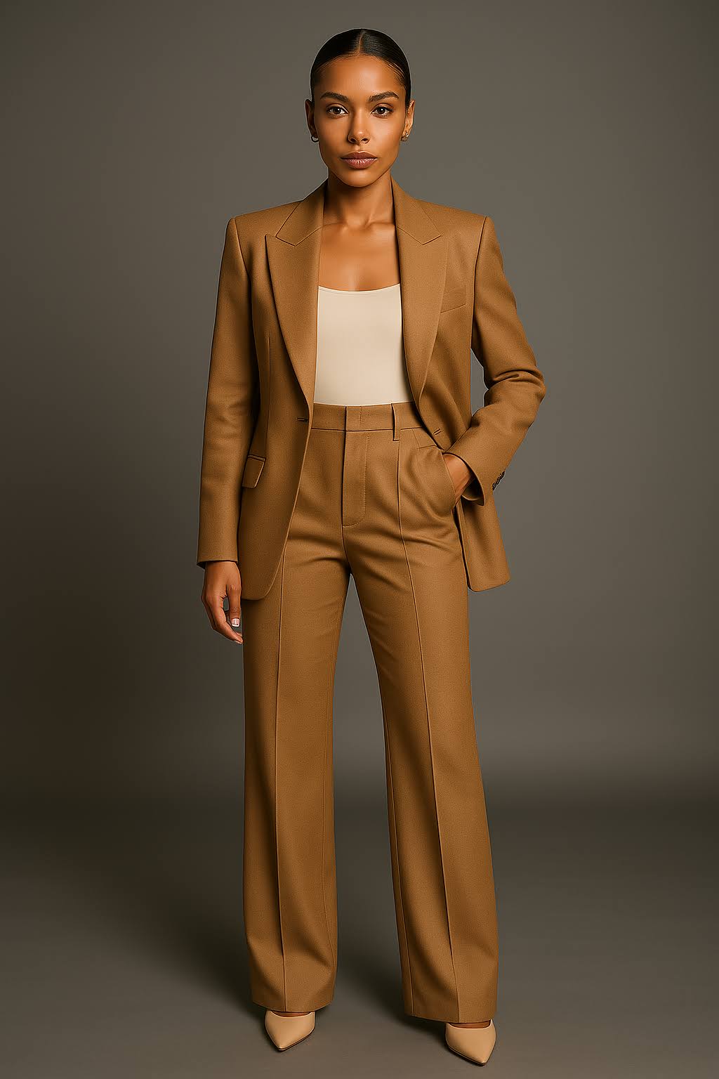 Conjunto de Dos Piezas con Blazer de Cuello en V y Pantalón para Mujer | Ideal para Oficina o Reuniones Profesionales