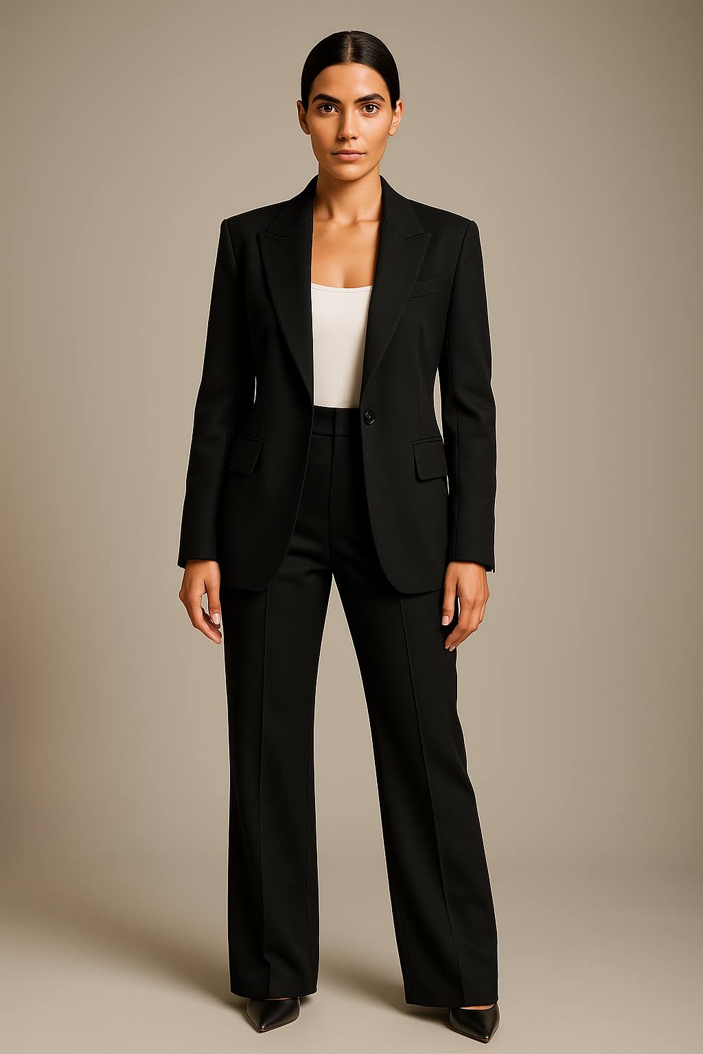 Conjunto de Dos Piezas con Blazer de Cuello en V y Pantalón para Mujer | Ideal para Oficina o Reuniones Profesionales