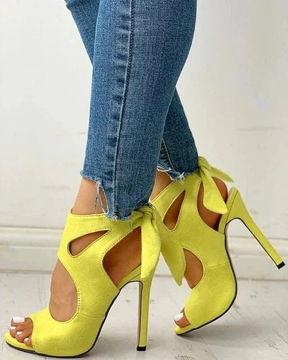 Sandalias de Tacón con Punta Abierta y Cordones al Tobillo para Mujer | Ideales para Eventos y Salidas Nocturnas