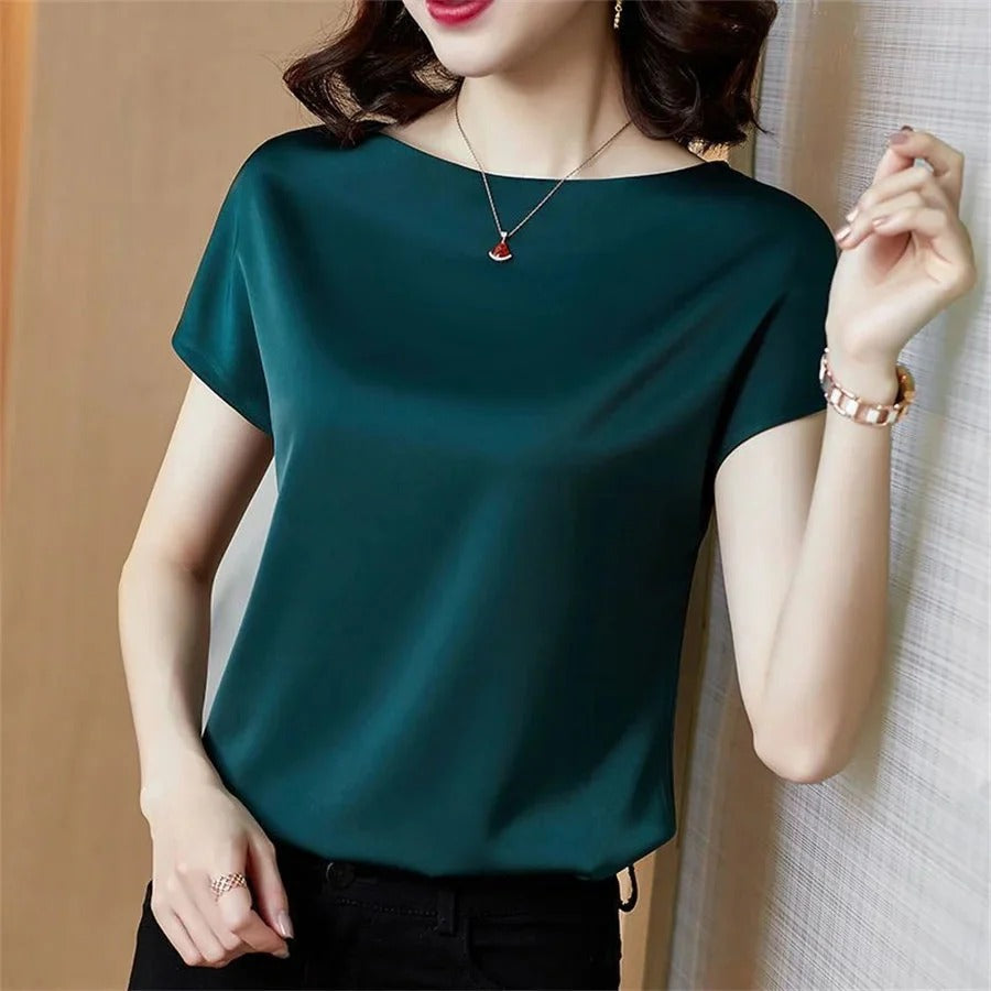 Camiseta De Manga Corta Con Cuello Redondo Para Mujer | Ideal Para Trabajo Y Uso Diario
