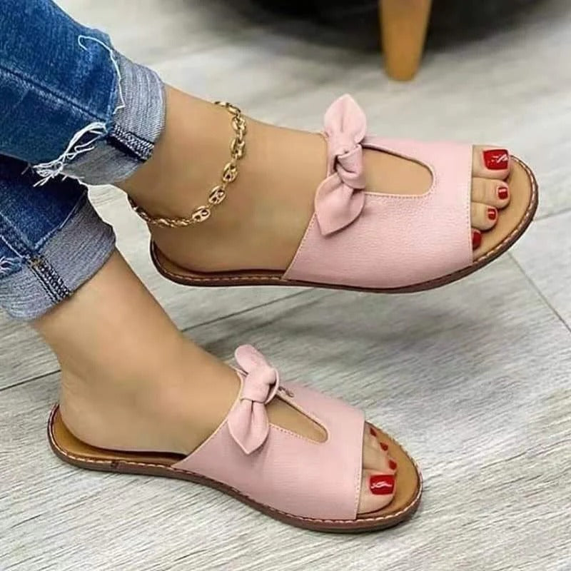 Sandalias Planas Con Diseño Abierto Y Detalle De Nudo Para Mujer | Ideal Para Uso Diario