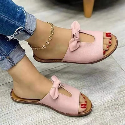 Sandalias Planas Con Diseño Abierto Y Detalle De Nudo Para Mujer | Ideal Para Uso Diario