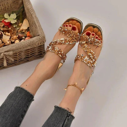 Sandalias De Tacón Con Correas Cruzadas Y Detalles Decorativos Para Mujer | Ideales Para Eventos Y Temporadas Cálidas