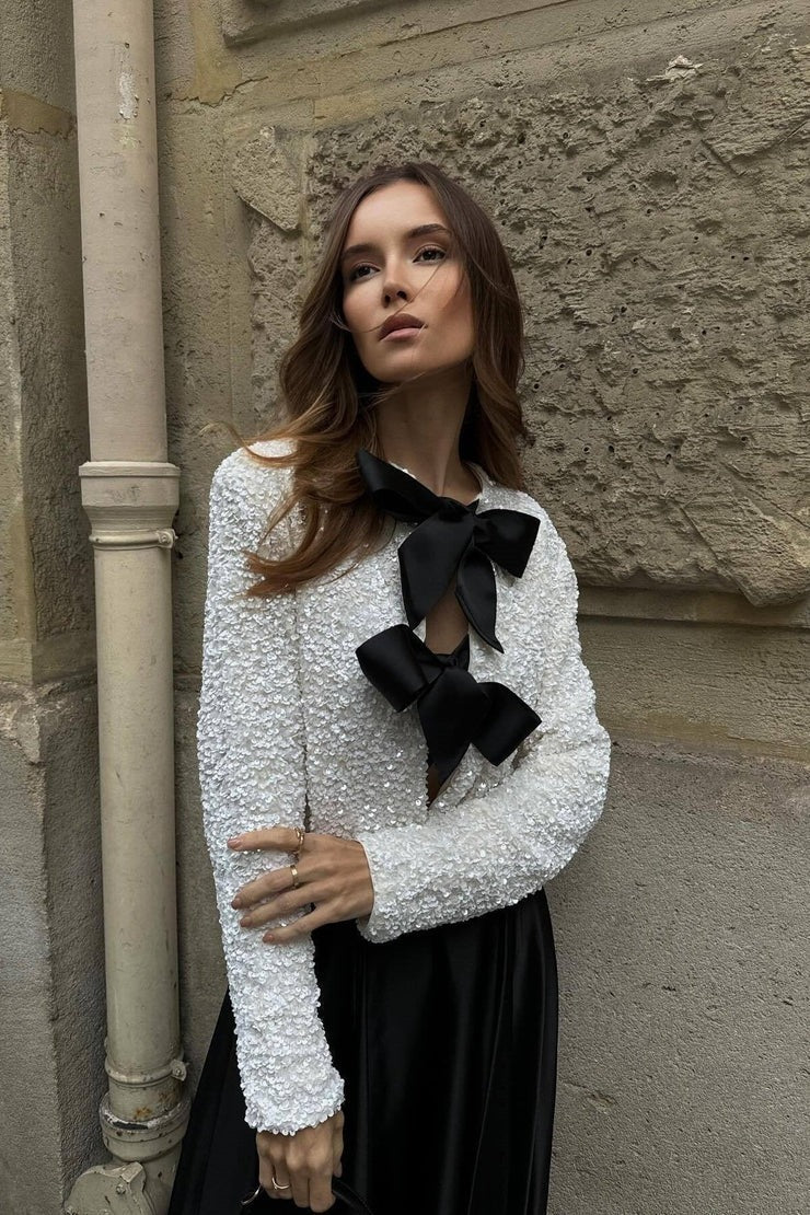 Top Con Lentejuelas Y Nudos Decorativos Para Mujer | Ideal Para Eventos Y Salidas