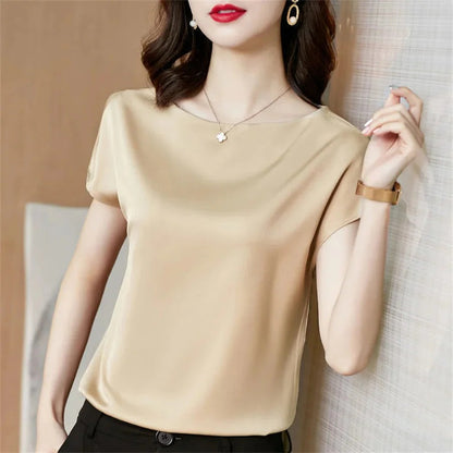 Camiseta De Manga Corta Con Cuello Redondo Para Mujer | Ideal Para Trabajo Y Uso Diario