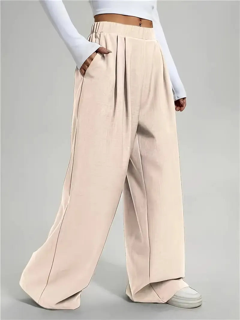 Pantalón de Talle Alto con Piernas Anchas para Mujer | Ideal para Uso Diario o Salidas Informales